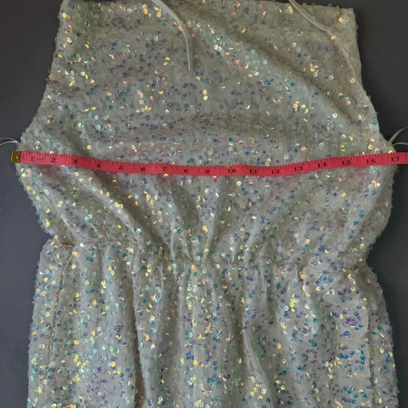 Cloud Ten romper women large cowl neck open back sequin halter one piece white - Picture 13 of 13